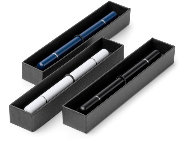 Bolígrafo metálico Talbot con tinta azul y mina infinita Blanco detalle 4