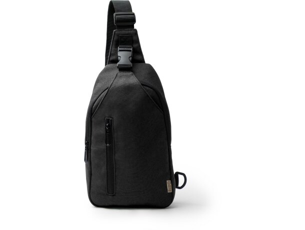Mochila Valar de algodón canvas reciclado con bolsillos Negro detalle 4