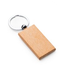 Llaveros de madera para merchandising rectangular con anilla metálica