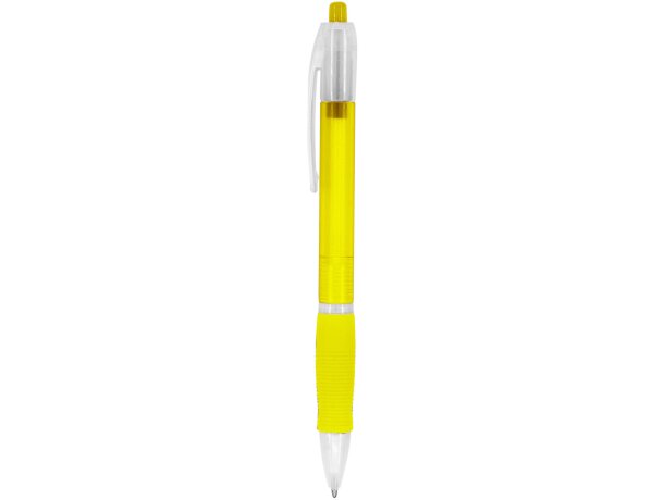 Bolígrafos originales con pulsador translúcido y tinta azul Ontario Amarillo detalle 11