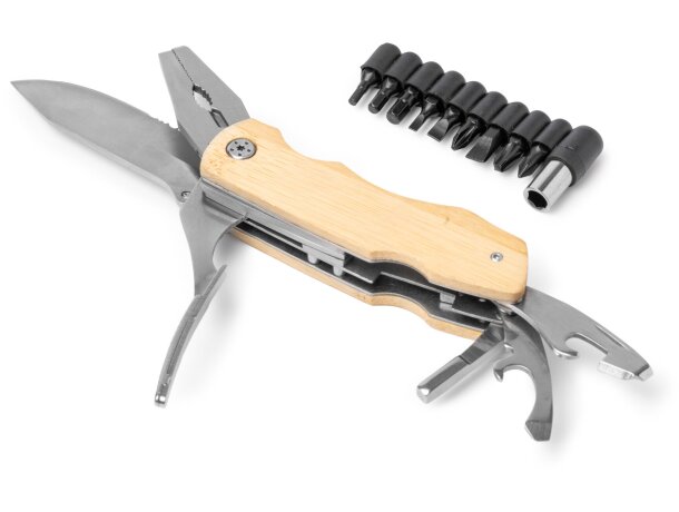 Multiherramienta Danilo con acero inoxidable y bambú natural Crudo detalle 3