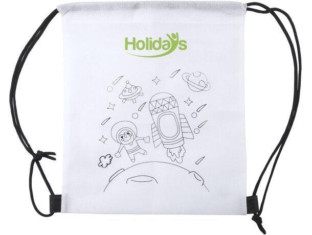 Mochila infantil publicitaria de cuerdas non-woven Turcaz Blanco detalle 2