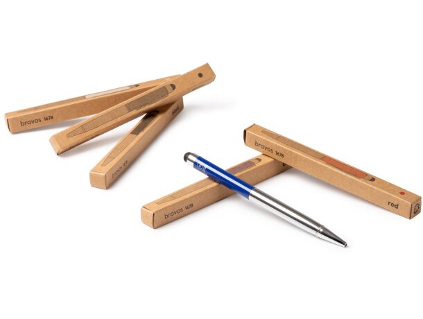 Bolígrafo Bravos de aluminio reciclado con puntero táctil Blanco detalle 3