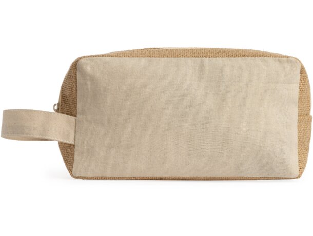 Neceser Siena algodón natural y yute cremallera beige 21x11cm Crudo detalle 5