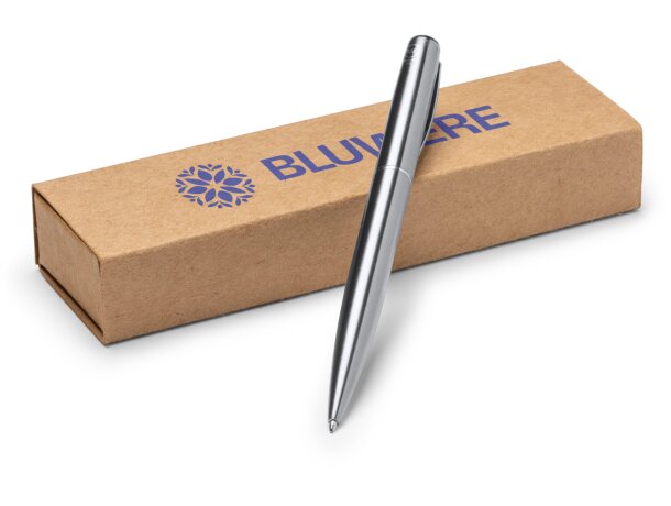 Bolígrafo Lois plata de acero inoxidable reciclado Plata detalle 3