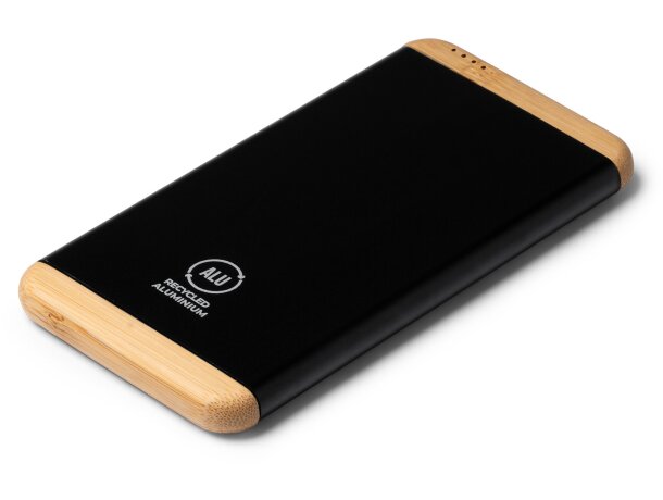 Batería externa Guler de aluminio reciclado y bambú 5000 mAh Negro detalle 2