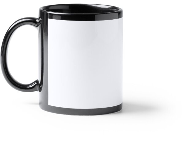 Taza Lixi negra cerámica sublimación 350 ml acabado mate Negro detalle 4