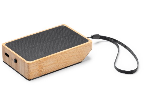 Altavoz bluetooth Yunker con carga solar y bambú natural Crudo detalle 5