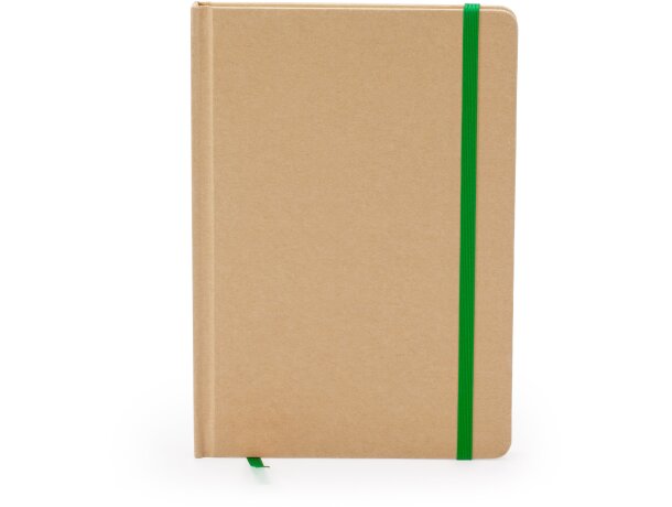 Bloc de notas con elástico y separador a color cartón reciclado Estela Verde helecho detalle 13
