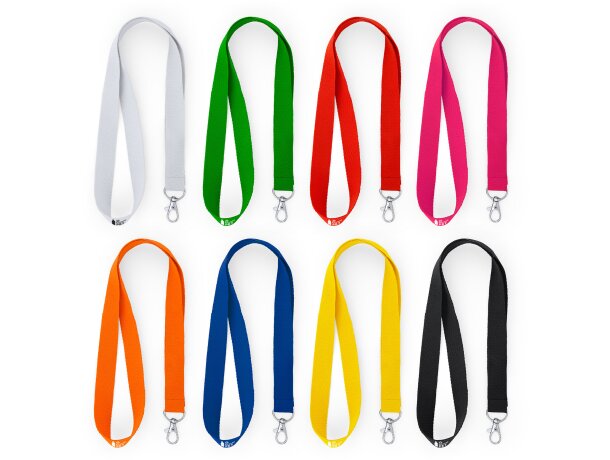 Lanyard sencillo poliéster reciclado Blanco detalle 1
