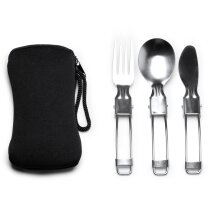 Set cubiertos Tinker negro con funda neopreno