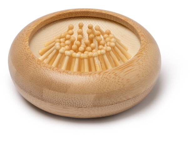 Peine plegable Seldon de bambú natural con espejo magnético Crudo detalle 2