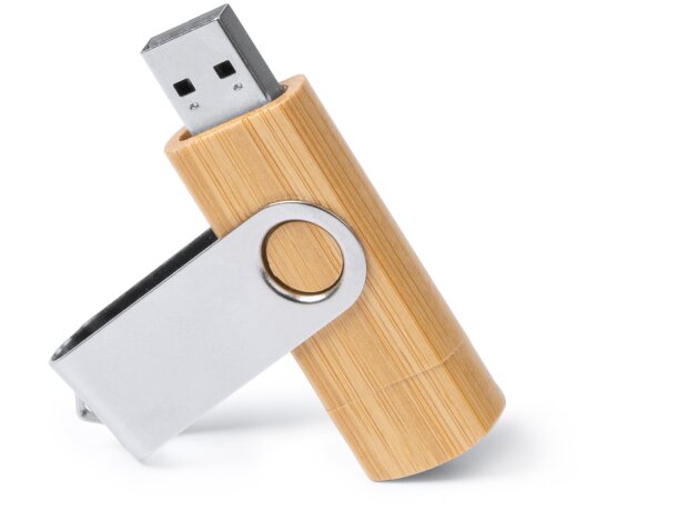 Memoria USB Gatlin de bambú natural con doble conexión 32GB Bambu detalle 1