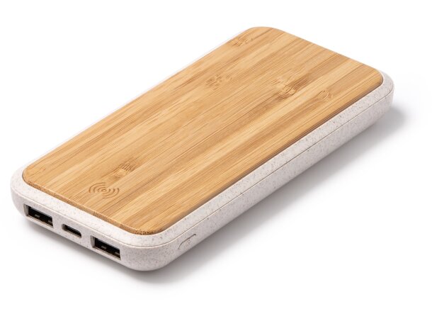 Powerbank 10000 mah bambú Blaster Crudo detalle 5