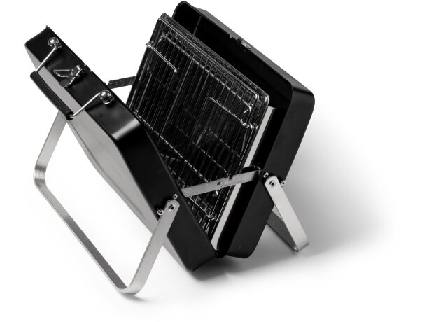 Barbacoa portátil Rulot con parrilla abatible y diseño maletín Negro detalle 3