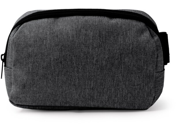 Bandolera riñonera Lagax en 300D RPET con hebilla y bolsillos Negro detalle 3