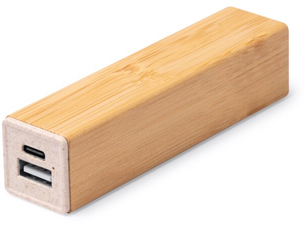 Powerbank 2200 mah de bambú Munter Crudo detalle 2
