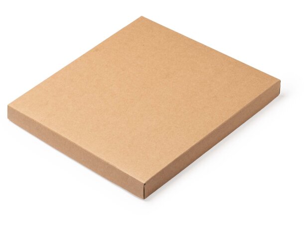 Set Gala: libreta A5 reciclada con bolígrafo bambú cromado Crudo detalle 9