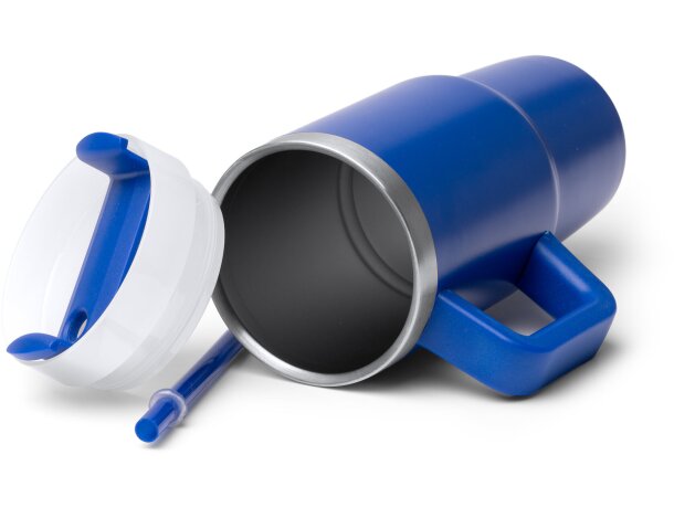 Taza Gotex acero inoxidable reciclado con asa y pajita Blanco detalle 1