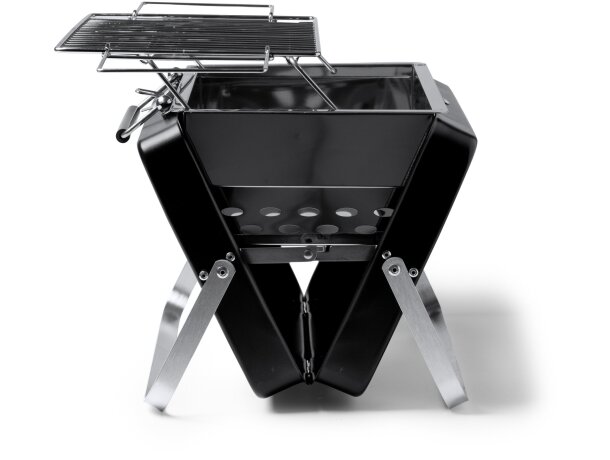 Barbacoa portátil Rulot con parrilla abatible y diseño maletín Negro detalle 1