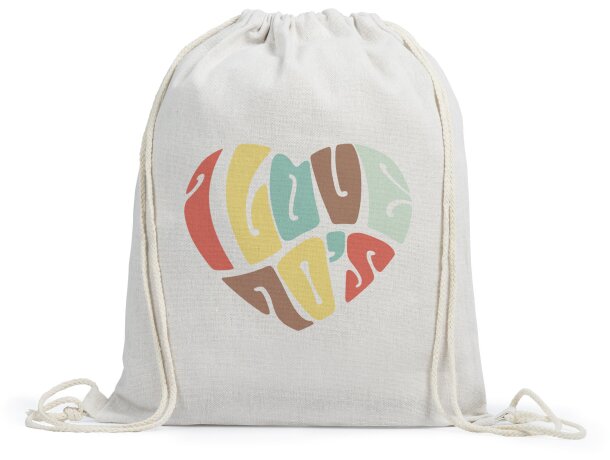 Mochila saco resistente de poliéster Kanda Beige detalle 1