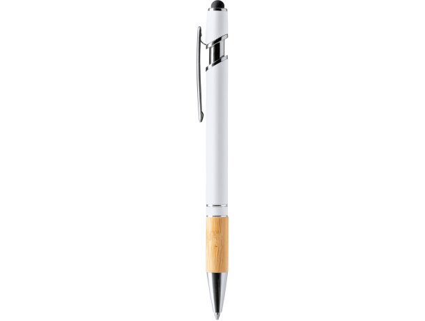 Bolígrafos ecológicos elegante de bambú tinta azul Dekel Blanco detalle 3