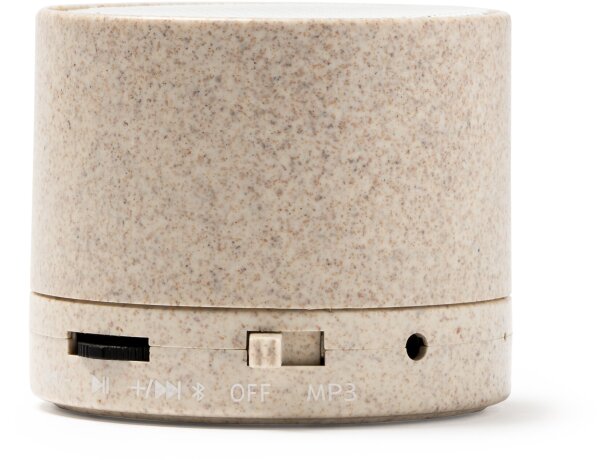Altavoz Bluetooth Kumber fibra trigo natural radio FM manos libres Crudo detalle 4