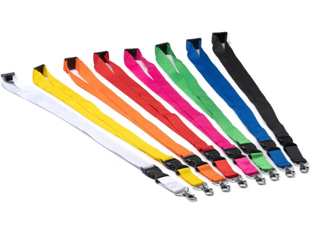 Lanyard colores variados de poliéster Guest Blanco detalle 3