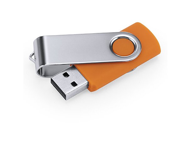 Memoria USB Marvin 16 GB con chip original y clip giratorio Naranja detalle 16