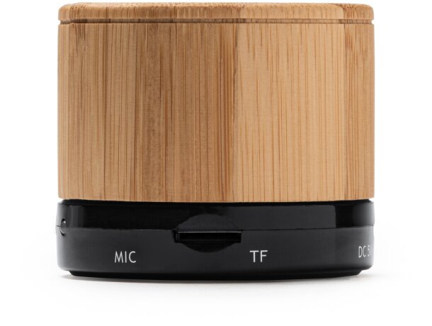 Altavoz con bluetooth de bambú Nervo Negro detalle 6
