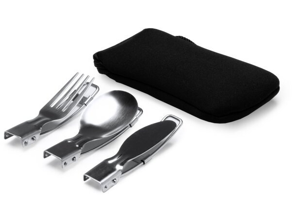 Set cubiertos Tinker negro acero inoxidable plegables portátiles Negro detalle 1