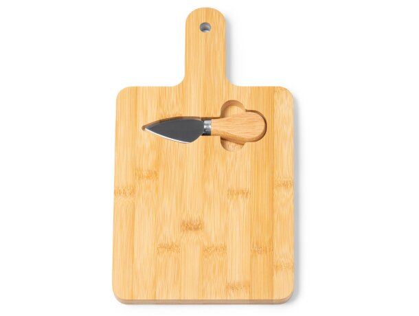 Tabla de cortar Brie bambú con cuchillo acero inoxidable Bambu detalle 4