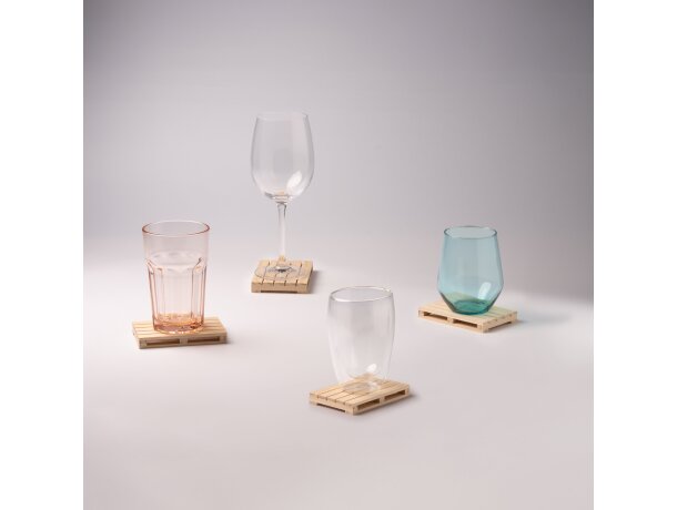 Posavasos promocionales forma de palet Ramy Crudo detalle 3