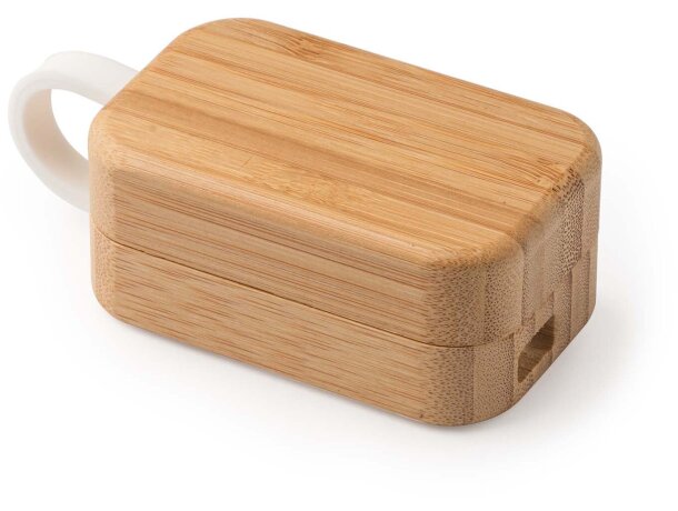 Auriculares Bluetooth Blues bambú natural con estuche de carga Crudo detalle 5