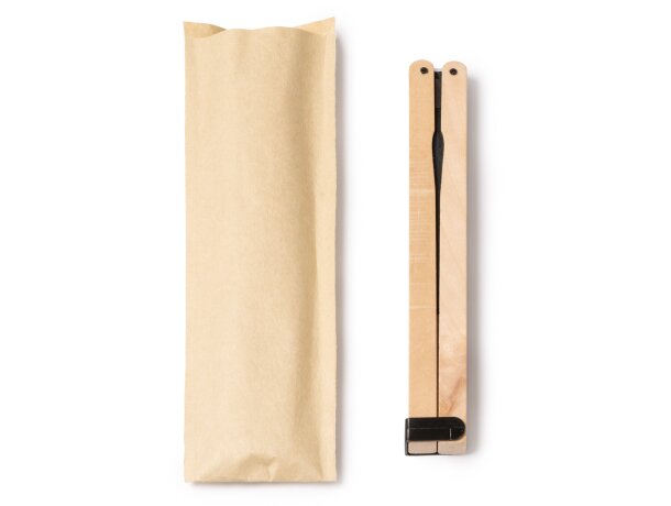 Abanico plegable Tao de madera natural personalizable Blanco detalle 3