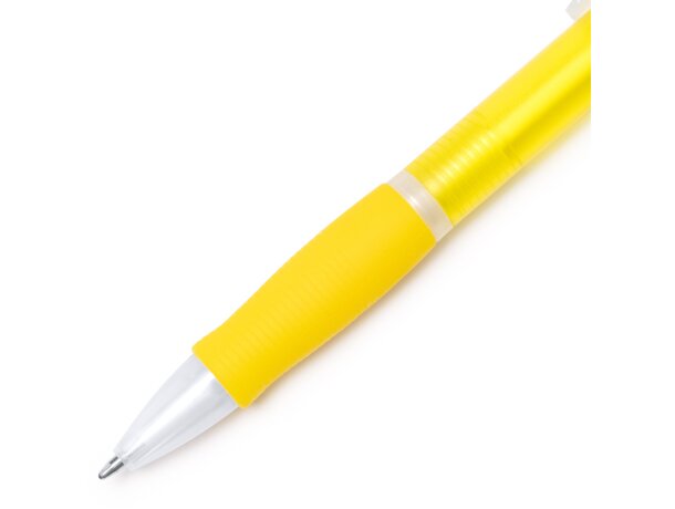 Bolígrafos originales con pulsador translúcido y tinta azul Ontario Blanco detalle 1