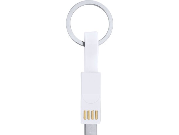 Cargador sincronizador plástico con llavero 3 en 1 Cetus Blanco detalle 3