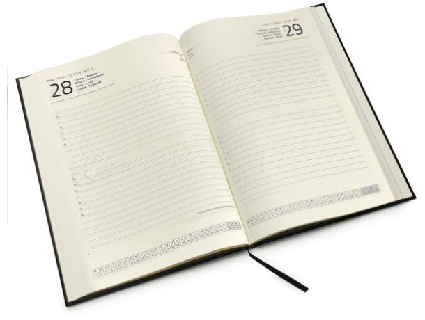 Agendas personalizadas Selkis día página con cubierta de polipiel grabada