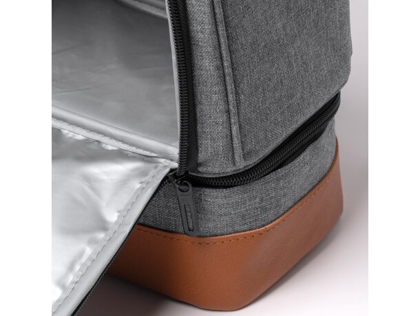 Bolsa térmica personalizada con cremallera y base en pu de rPET Kulga Gris vigore detalle 5