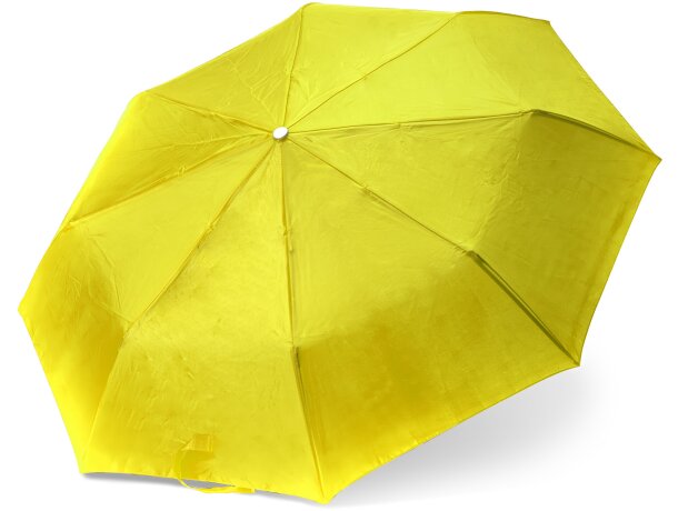 Paraguas plegable con logo con mango plateado poliéster Yaku Amarillo detalle 8