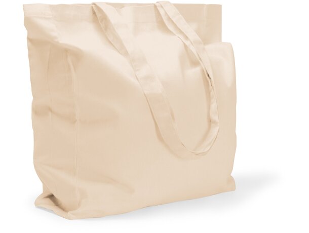 Bolsa de algodón Heron con asas largas y fuelle lateral Crudo detalle 4