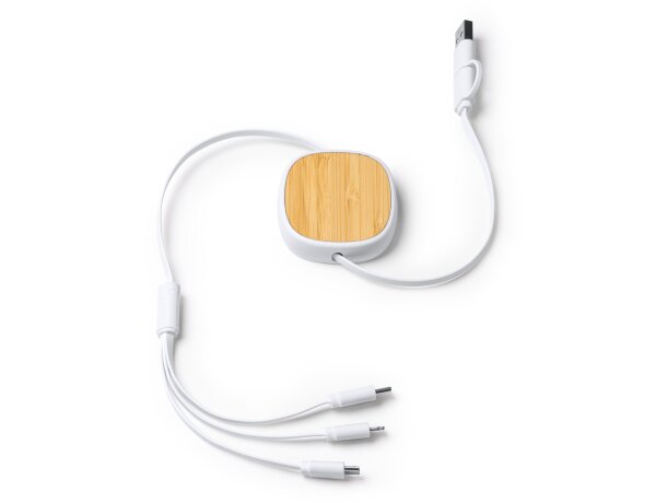 Cable cargador 5 en 1 de abs reciclado Lens Blanco detalle 1