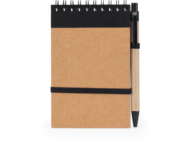 Mini libreta con espiral y tapa rígida cartón reciclado Negro detalle 7