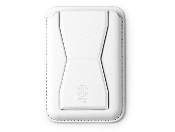 Soporte móvil Sekun personalizado plegable con tarjetero reciclado Blanco detalle 7