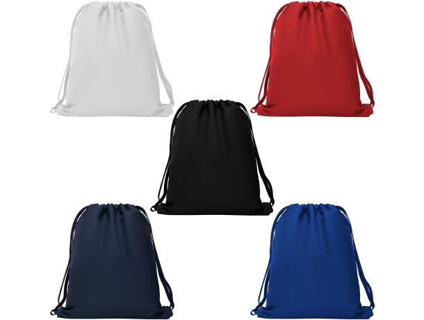 Mochila saco Zorzal poliéster 600D bolsillo cremallera cordones Blanco detalle 4