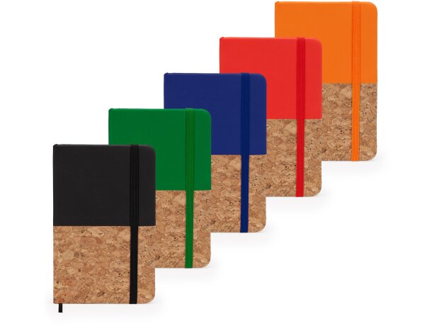 Bloc de notas con tapa rígida de corcho/polipiel y hojas lisas Negro detalle 3