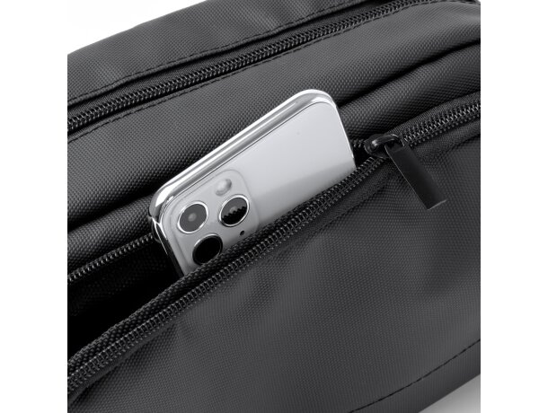 Neceser Lomix de piel sintética con doble compartimento Negro detalle 2