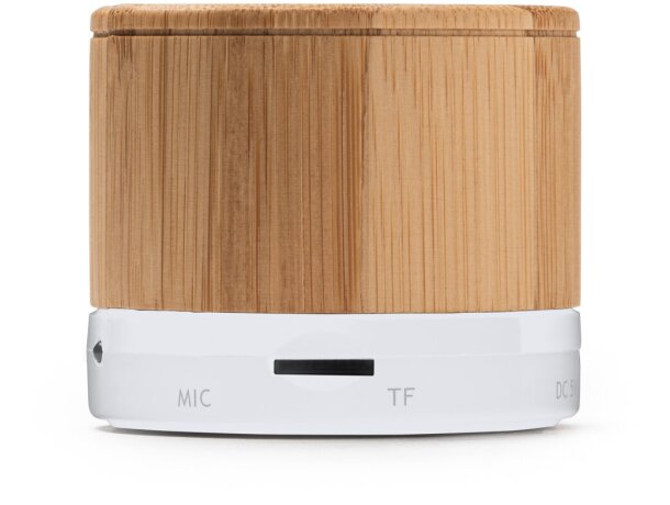 Altavoz con bluetooth de bambú Nervo Blanco detalle 5