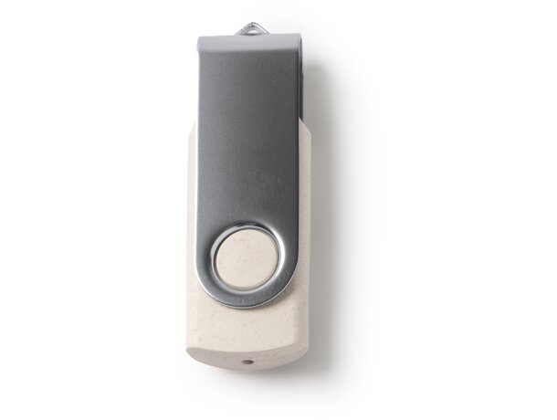 Memoria USB VENAK 16 GB fibra de trigo con clip giratorio Crudo detalle 3