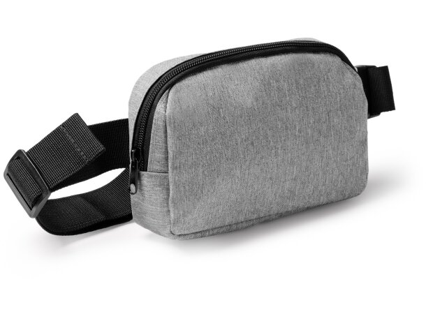 Bandolera riñonera Lagax en 300D RPET con hebilla y bolsillos Negro detalle 3